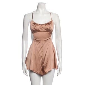 Retrofete Satin Romper in Blush